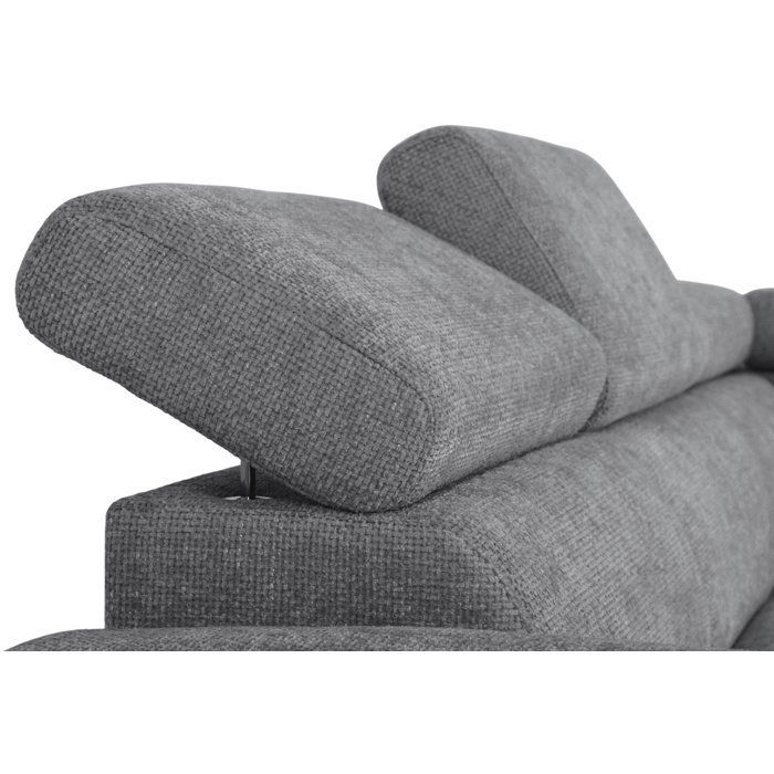 Canapé d'angle convertible réversible - 5 places - DAYTONA - Tissu Silver - Coffre - 260 x 216 x 94 cm