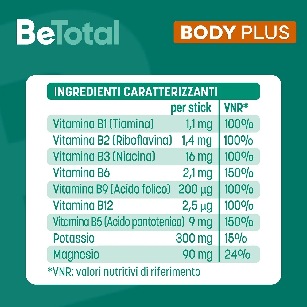BE-TOTAL Be-Total Body Plus 20 sachets Complément alimentaire Magnésium et potassium Vitamine B pour adultes