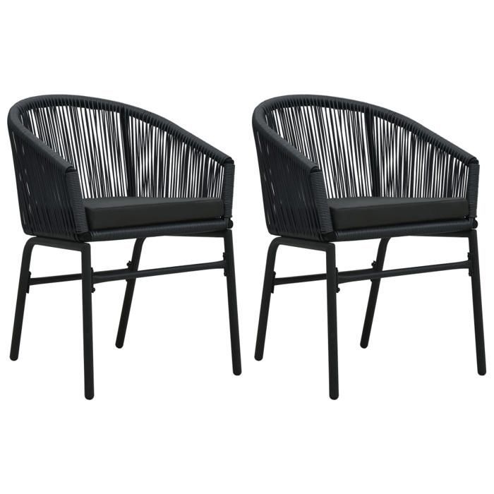 Set da pranzo da giardino BURKE a 3 pezzi - Nero - Tavolo 80x80x74 cm - Sedia 58x58x78 cm - Rattan in PVC