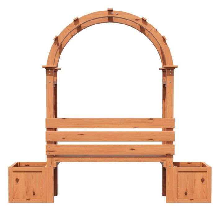 Jardinière avec treillis et siège pour plantes grimpantes, grand pot bac à fleurs pour jardin cour terrasse 160x30.5x160cm,Naturel
