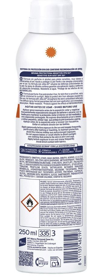 Sunnique Sensitive zaščitna meglica za občutljivo kožo SPF 50 Zaščita obraza