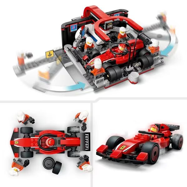 LEGO City 60443 F1 Pit Stop i ekipa u boksu s Ferrari automobilom