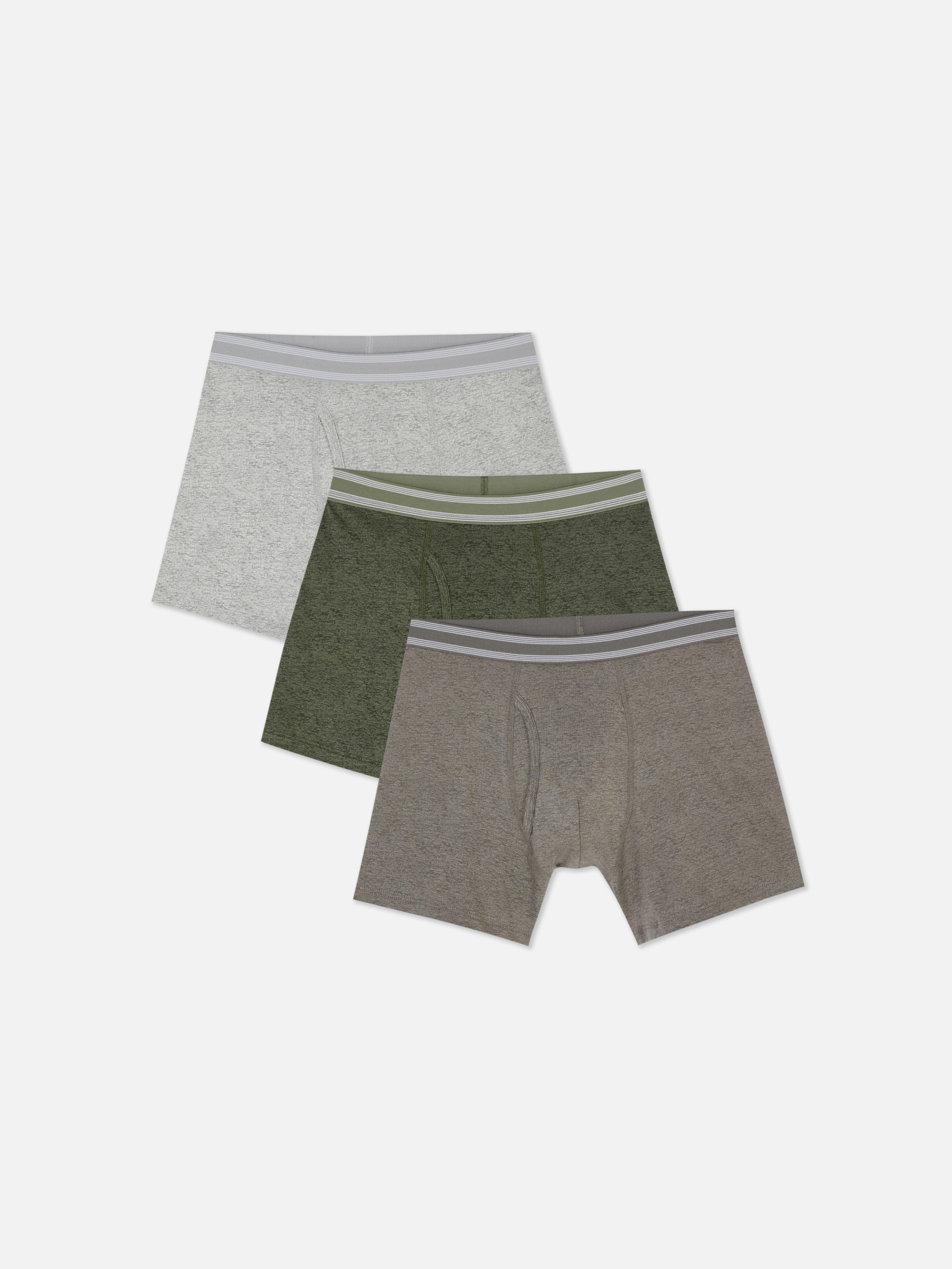 Boxer mélange, set da 3 Tre boxer con fantasia mélange e elastico in vita a righe