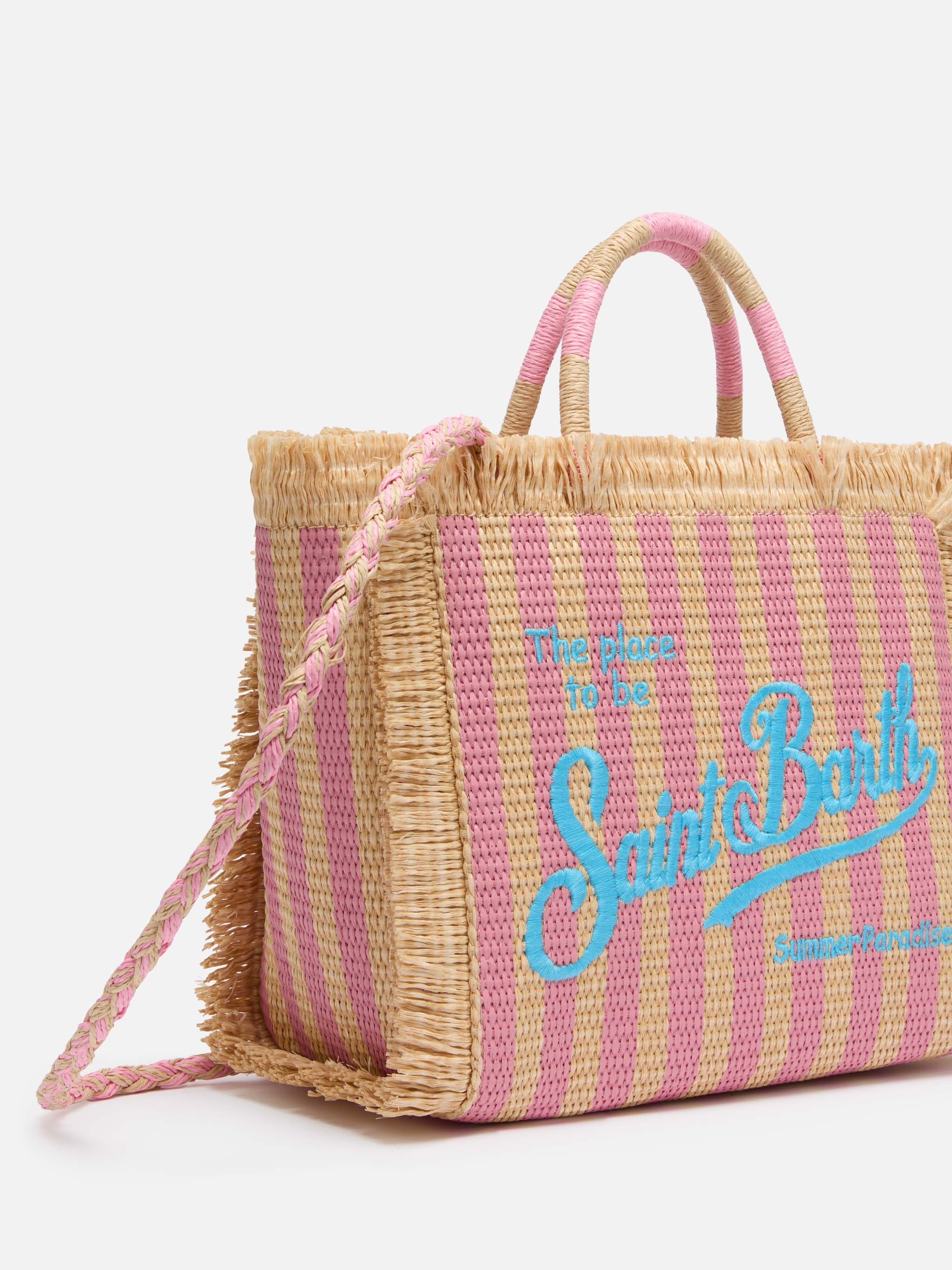 Colette tas met stro-effect en gestreepte print