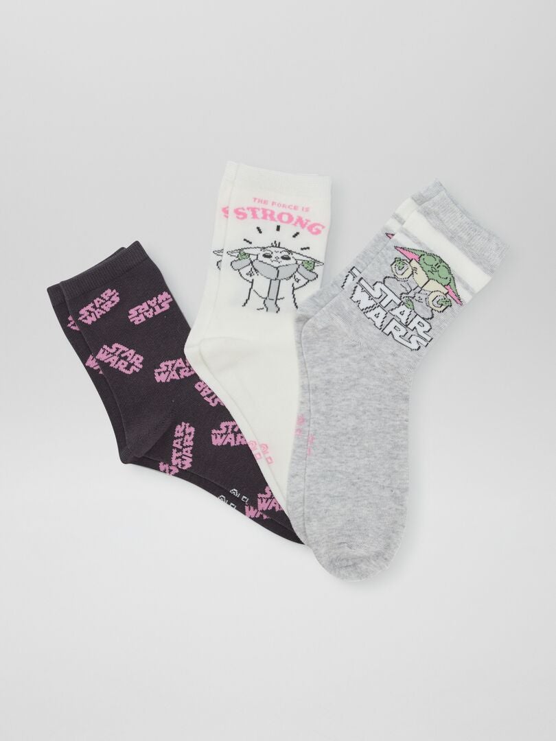 Conjunto de meias 'Star Wars' - 3 pares - CINZA