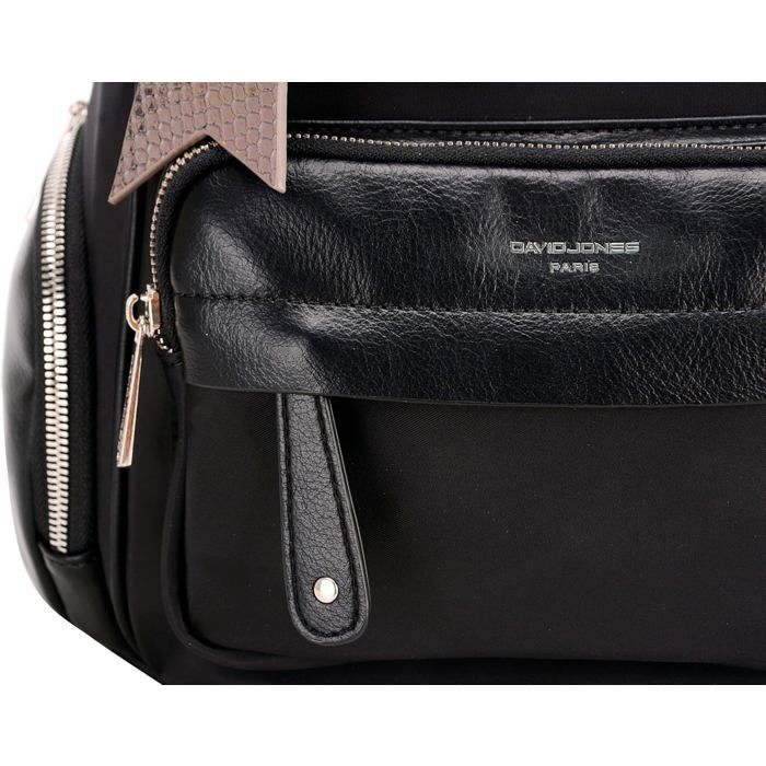 David Jones - Small Women's Fashion City Backpack - Soft Nylon Bag - Mini Satchel - Trendy Designer Fashion Backpack - Black