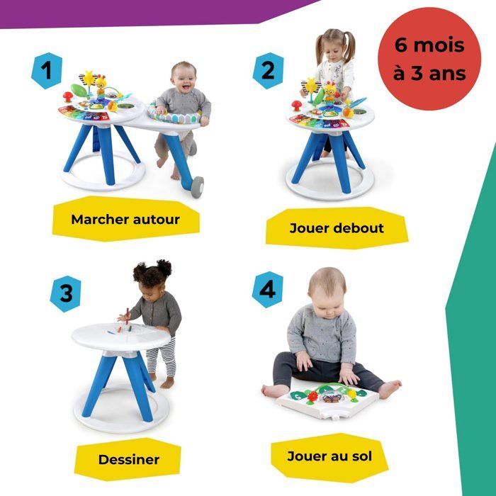 BABY EINSTEIN 4-in-1 Lauflernwagen mit Aktivitätstisch, 360° drehbar, sicher, Babygeschenk, Klavier, Musik
