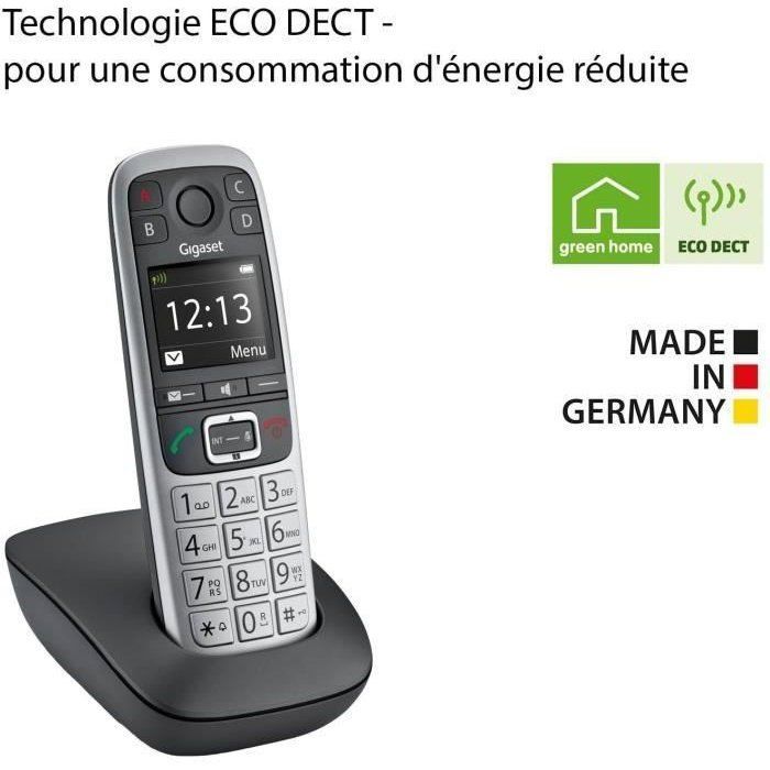Teléfono inalámbrico Gigaset DECT, plateado - giga e 560 plateado
