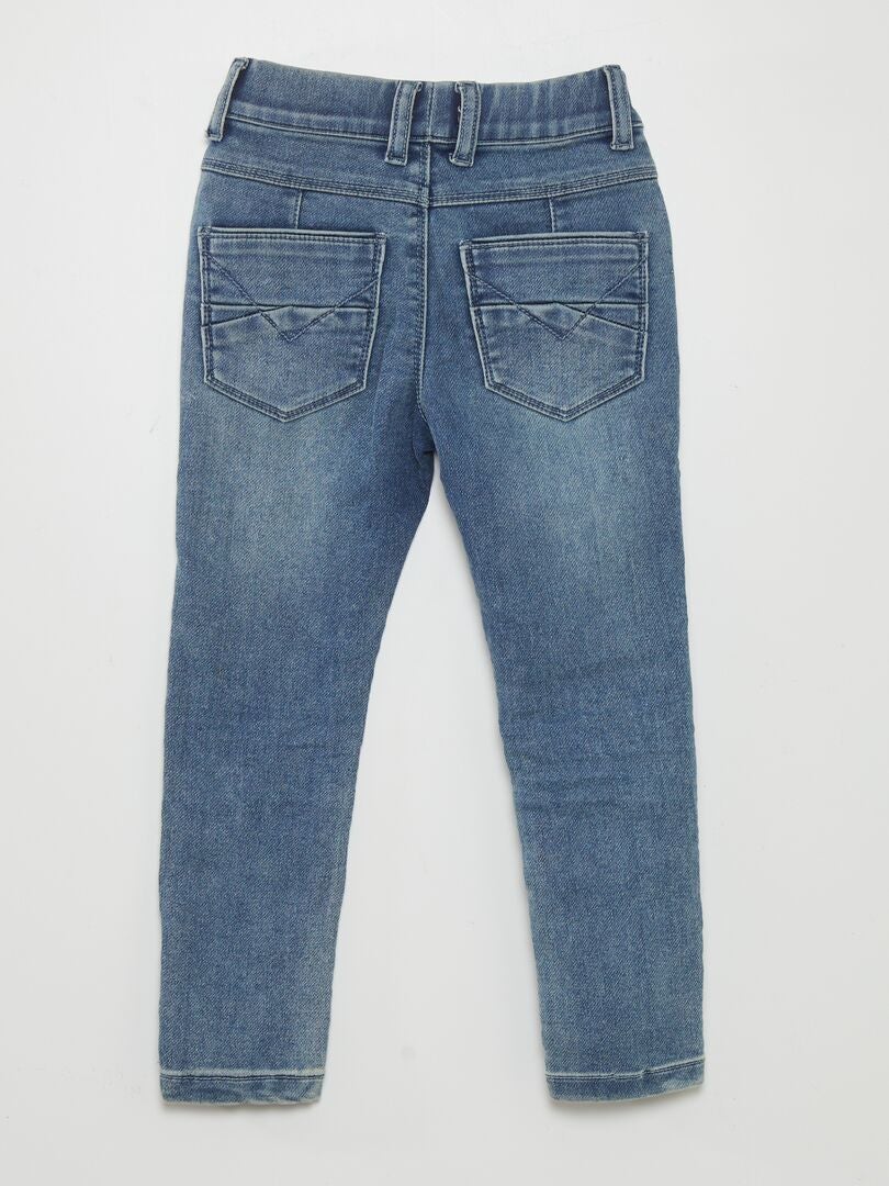 Calça jeans com cintura elástica e cordão - azul