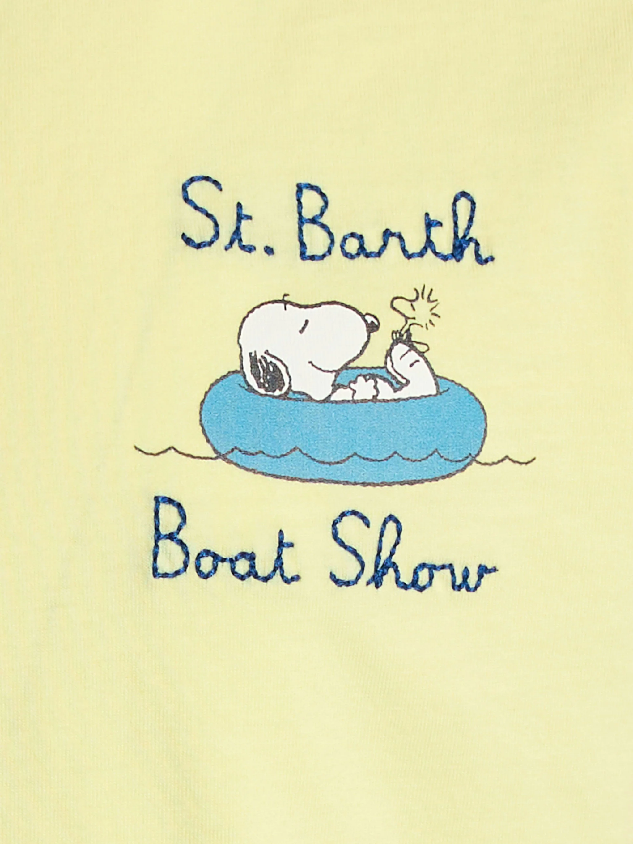 Kinder T-shirt van katoen met Snoopy-print en geborduurd St. Barth-bootje.