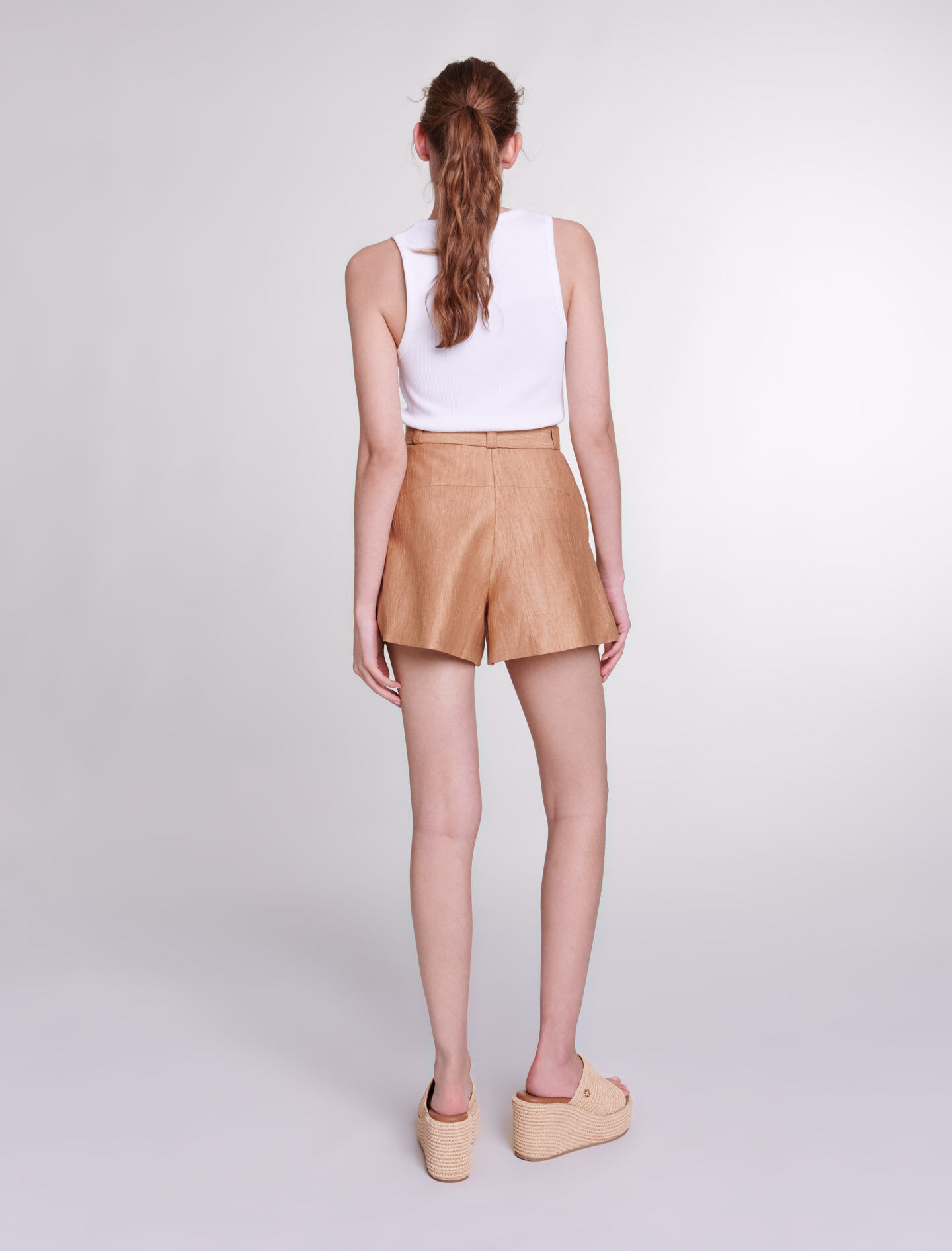 Linnen shorts - Lichtbruin