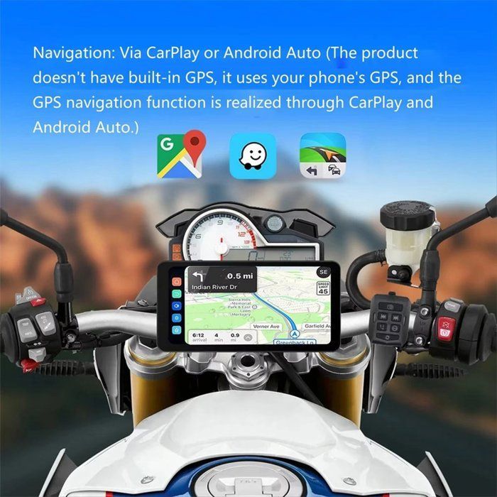 DVR para motocicleta de 6,25 pulgadas, inalámbrico, compatible con CarPlay y Android Auto, monitor de navegación GPS, Bluetooth, pantalla táctil y resistente al agua.