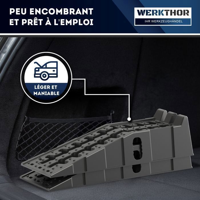 WERKTHOR Rampes de Chargement Voiture [x2] – Rampes Solides jusqu’à 5t – Surface Antidérapante – Pour Tous Terrains