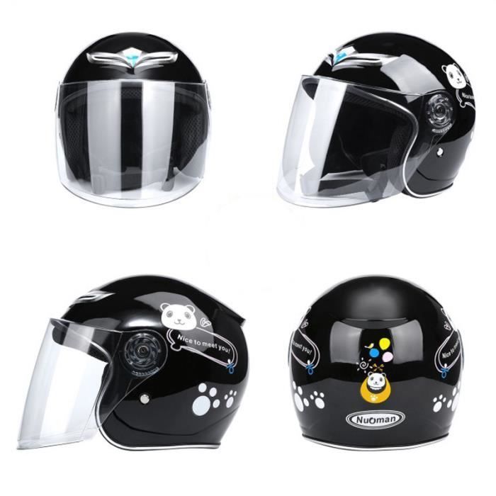 Casco protector para niños con diseño de patinete, casco de moto con dibujos animados, práctico y cómodo - Negro