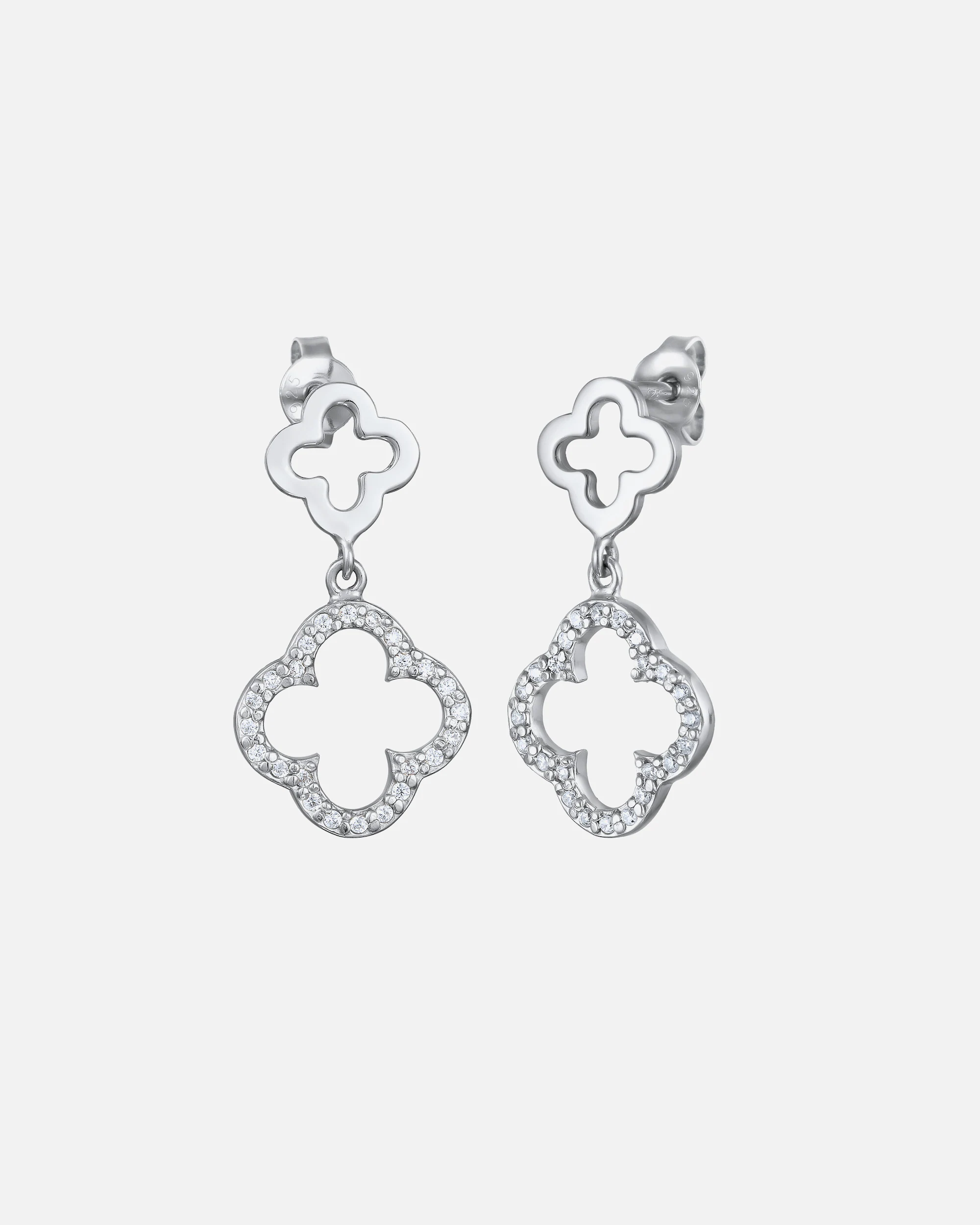 Elli Elli Clous d'oreilles Femmes Trèfle Zirconia Taille Diamant Blanc Argent Sterling 925 Soirée Festive