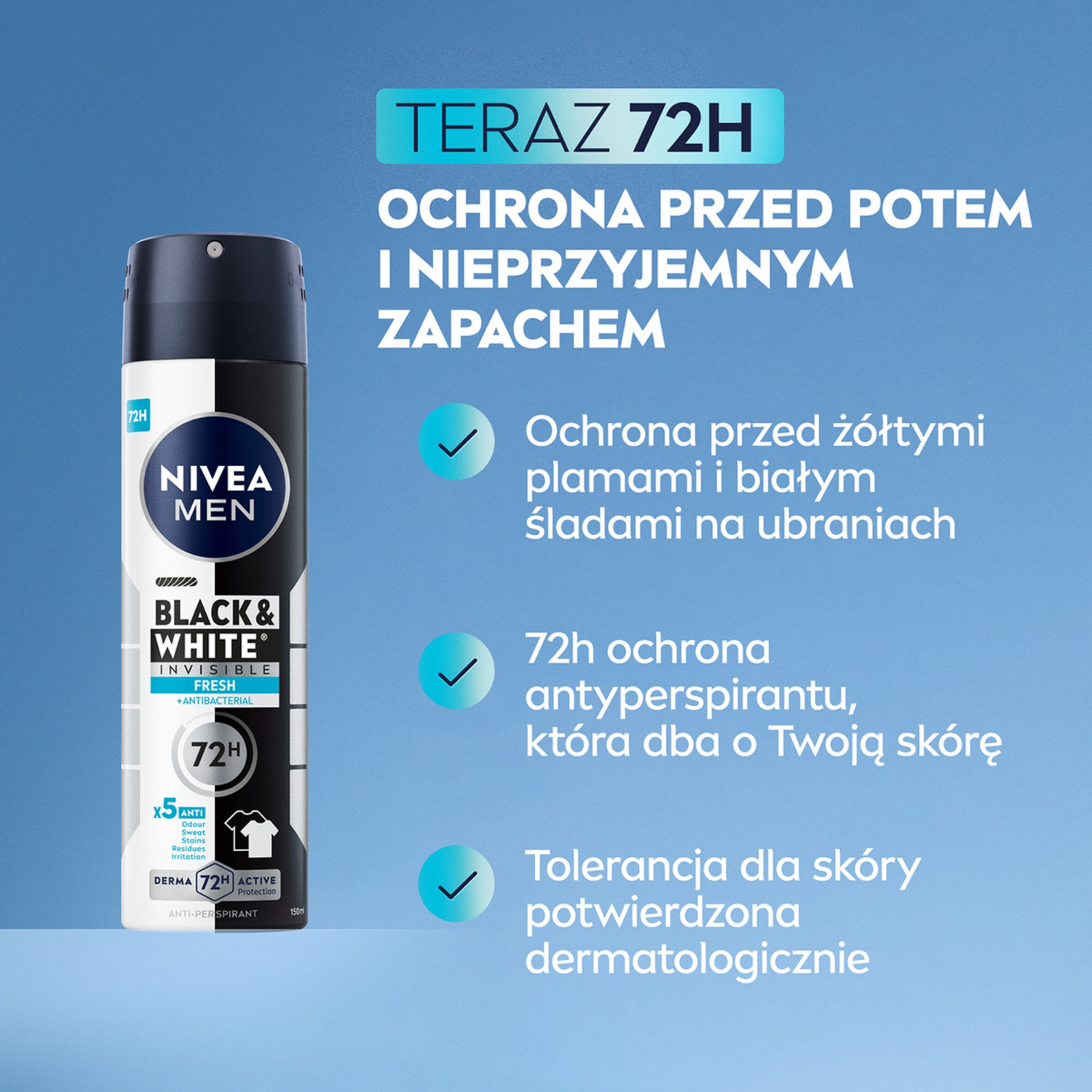 Nivea Men antiperspirantas purškiamas vyrams, 150 ml, „Invisible Fresh Men“