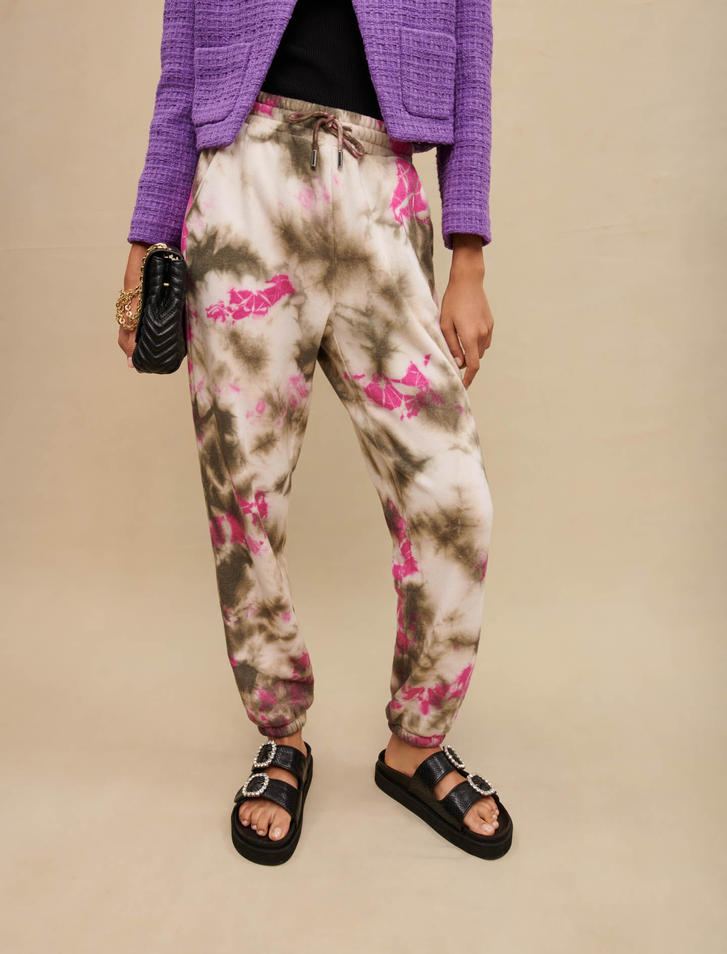 Pantaloni de trening vopsiți în stil tie-dye - Multicolor