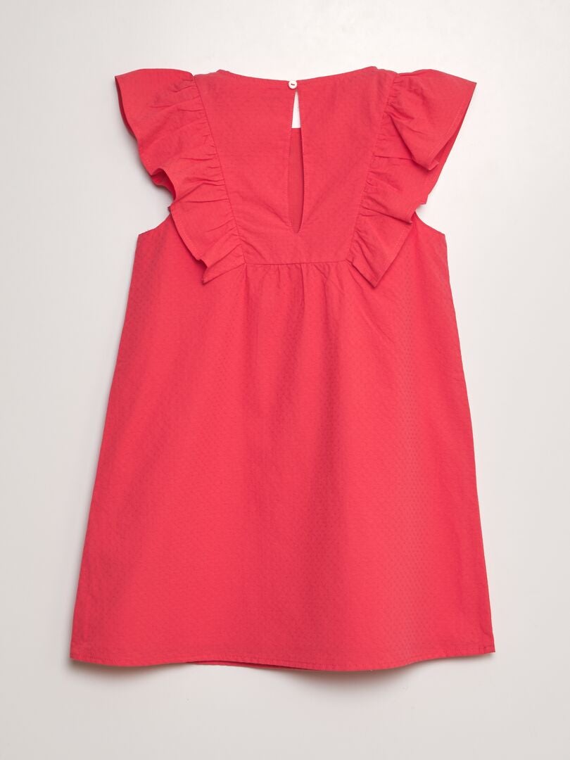 Vestido Corolla com babados e bordado de frutas - VERMELHO
