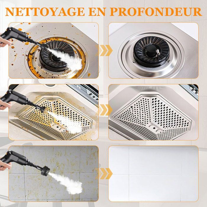 2500W Nettoyeur Vapeur à Main 1600ml - Chauffage de 15s - Haute Pression 3.0 Bar - Vaporisateur Portable avec 12 Accessoires