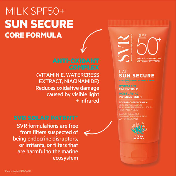 Latte solare SVR SUN SECURE SPF 50+ per viso e corpo, 100 ml