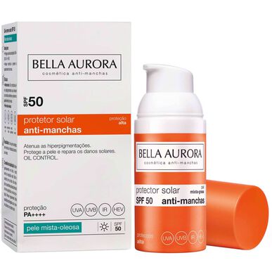 Bella Aurora solkrem mot mørke flekker for fet hud SPF 50 30 ml