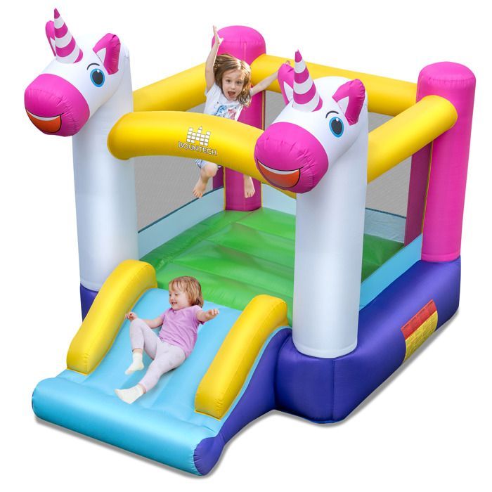 Castillo hinchable 2 en 1 COSTWAY con tobogán para niños de 3 a 12 años - 260 x 195 x 219 cm - Zona de salto sin soplador para jardín