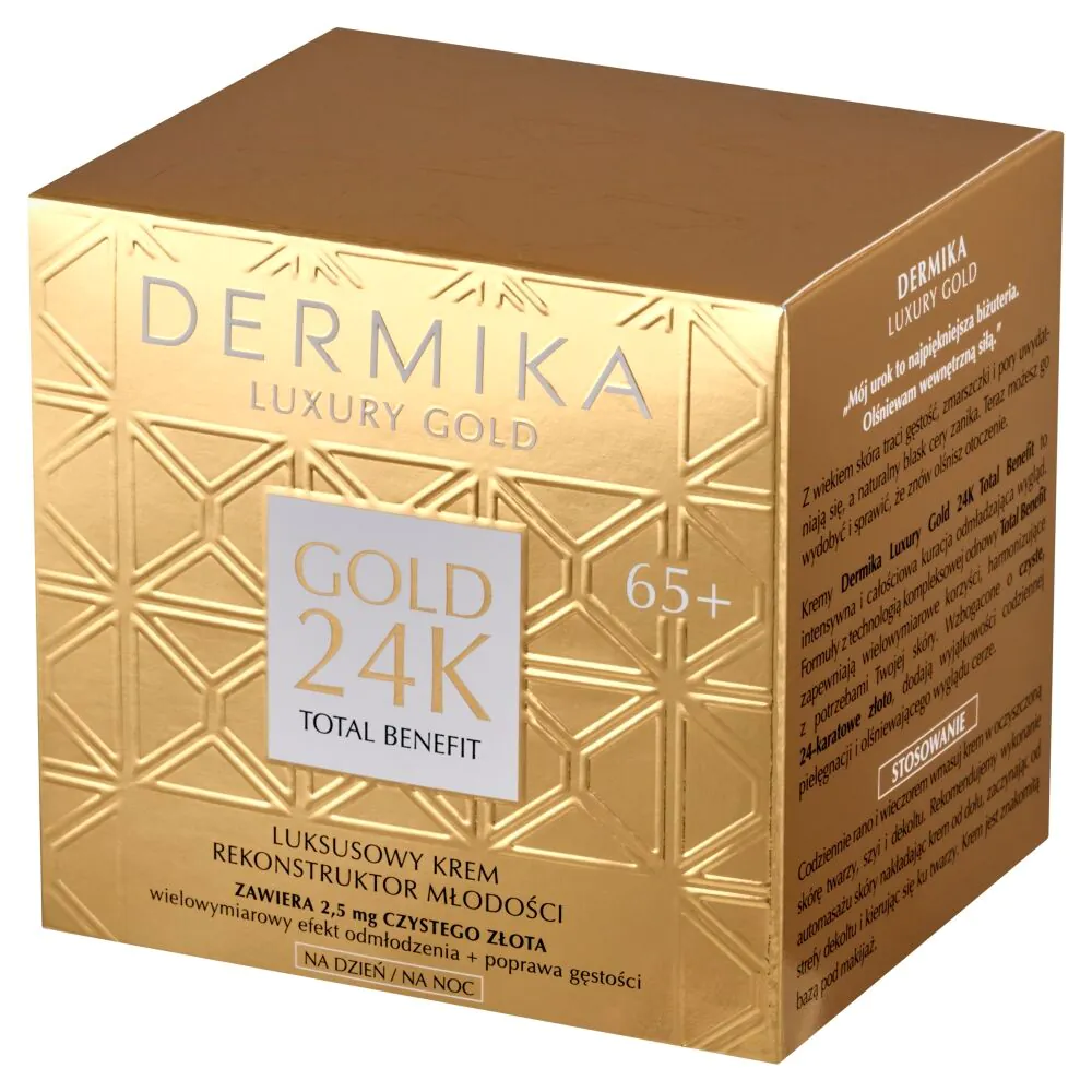 Dermika Luxury Gold 24k Luksusowy krem Rekonstruktor Młodości 65+ dzień/noc