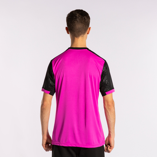  Joma Montreal Pink Fluor Black trumpomis rankovėmis marškinėliai