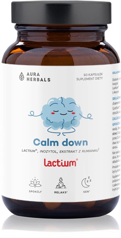 Aura Herbals Calm Down laktija uztura bagātinātāja kapsulas relaksācijai