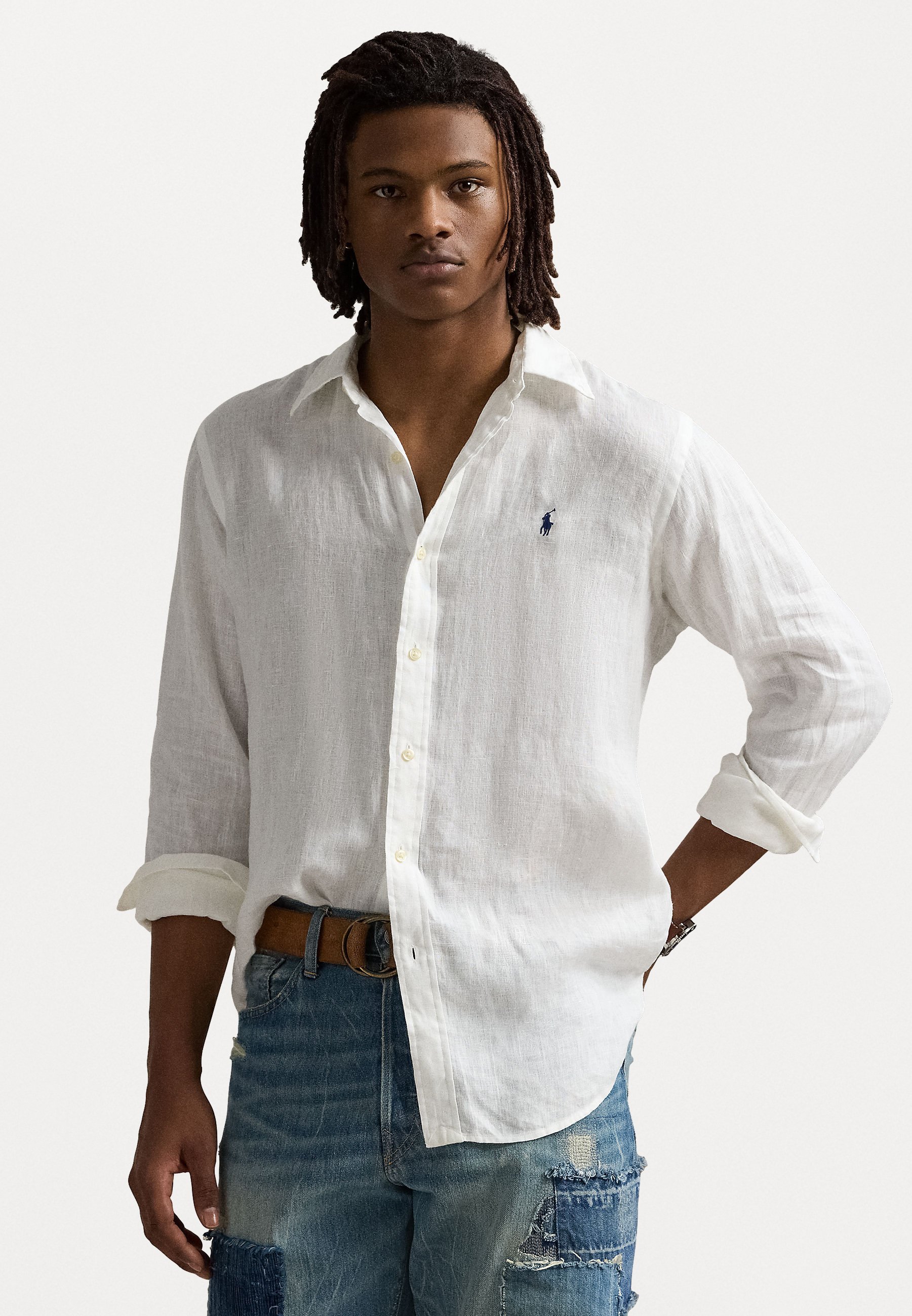 Polo Ralph Lauren Slim Fit linnen overhemd - Overhemd - keramisch wit