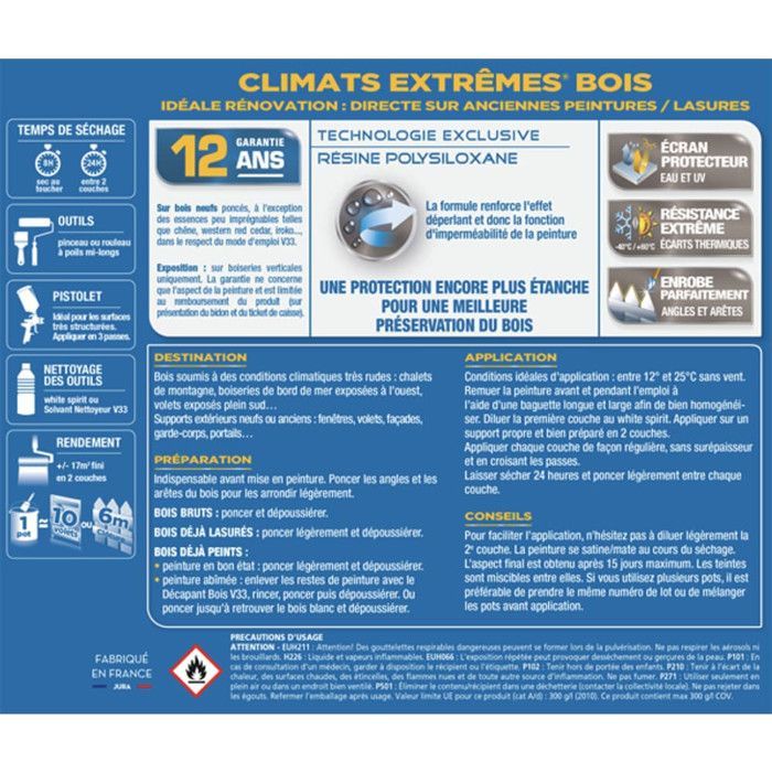 Tinta para madeira exterior para climas extremos, RAL 7045 cinza-pedra acetinado, 2L, V33