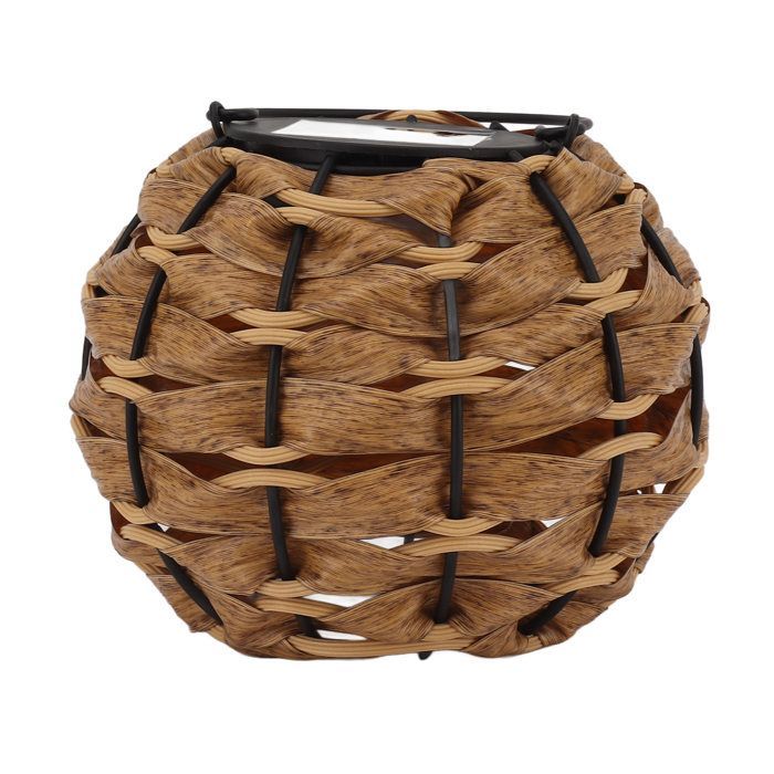 OMABETA Suspension en rotin Lanterne solaire d'extérieur LED étanche en boule de rotin creuse avec poignée pour jardin lampion