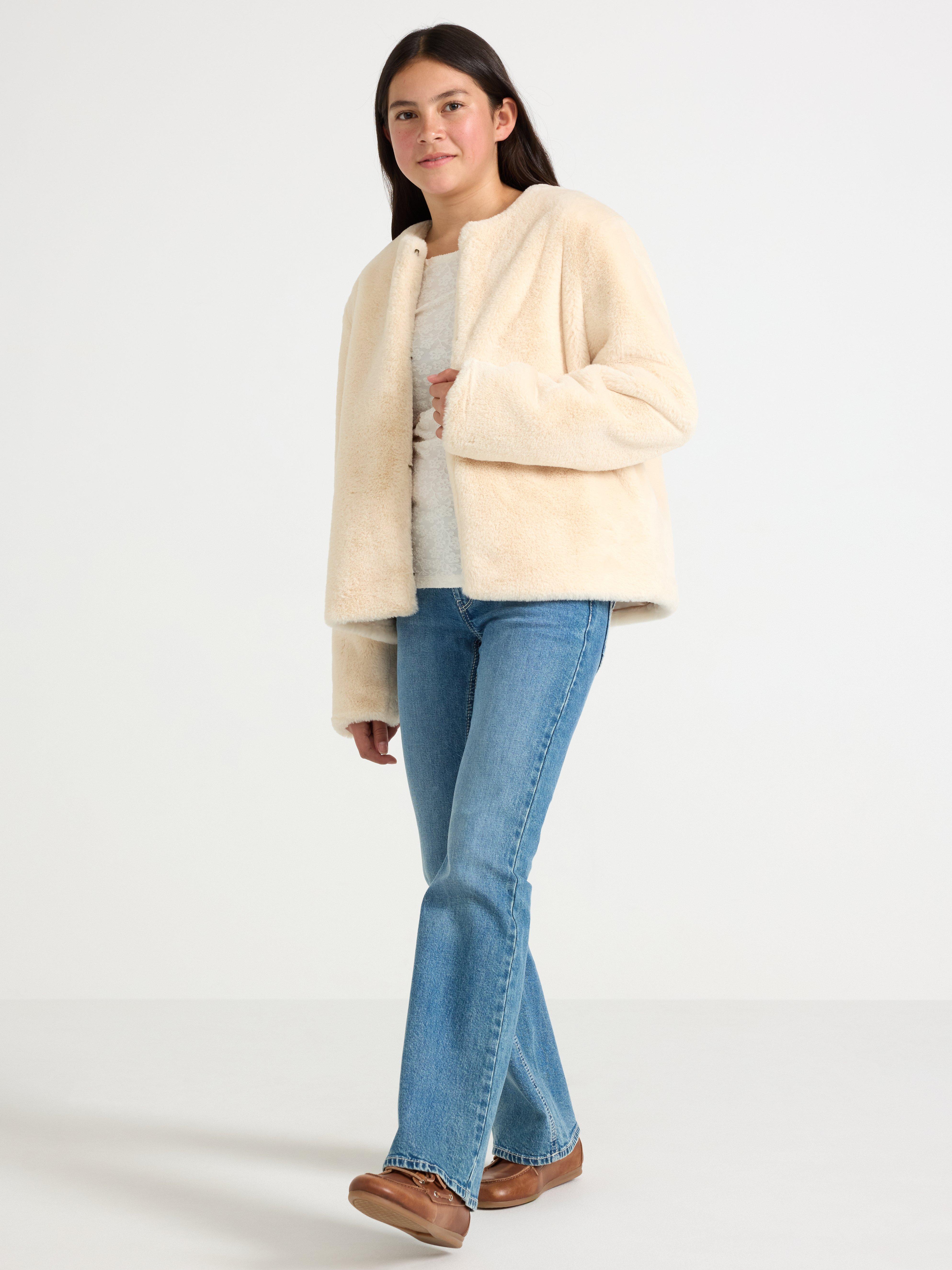 Kunstpelzjacke, hellbeige