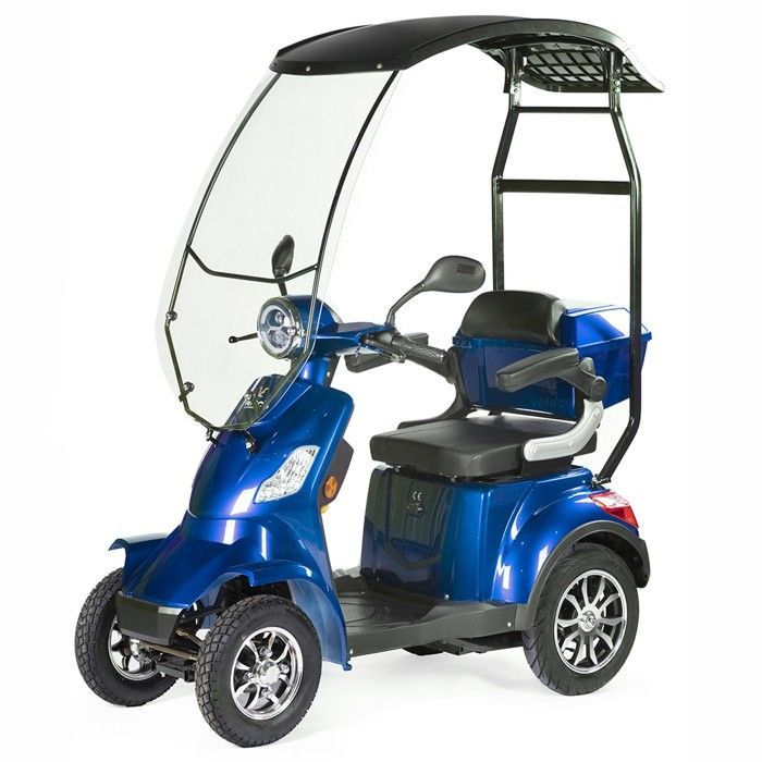 Scooter électrique pour PMR personnes à mobilité réduite toit VELECO FASTER 1000 watts plomb bleu
