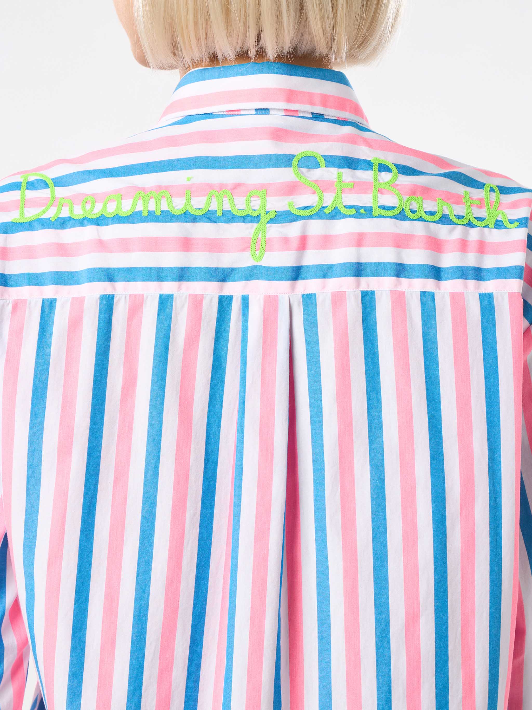 Gestreept katoenen shirt met borduursels van Dreaming St. Barth.