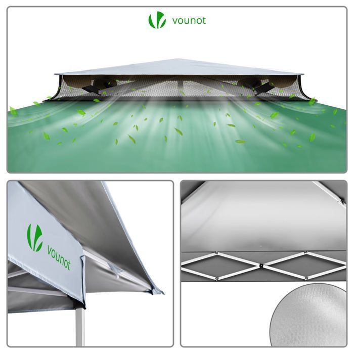 Cenador de jardín plegable VOUNOT® de 3,6 x 3,6 m con mosquitera, color verde.