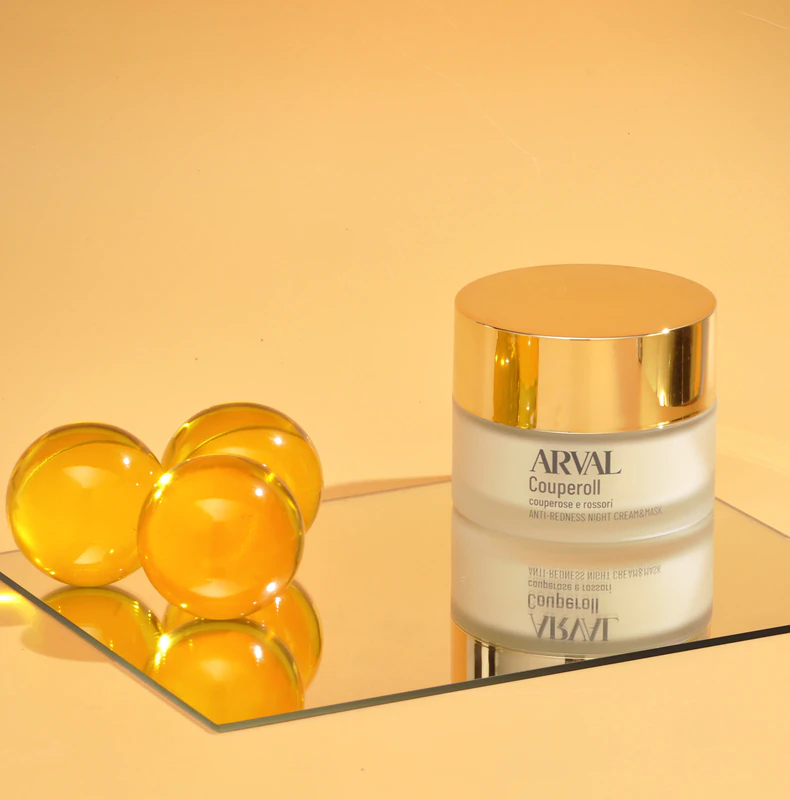 Creme e máscara noturna anti-vermelhidão Arval Couperoll para pele sensível e irritada.