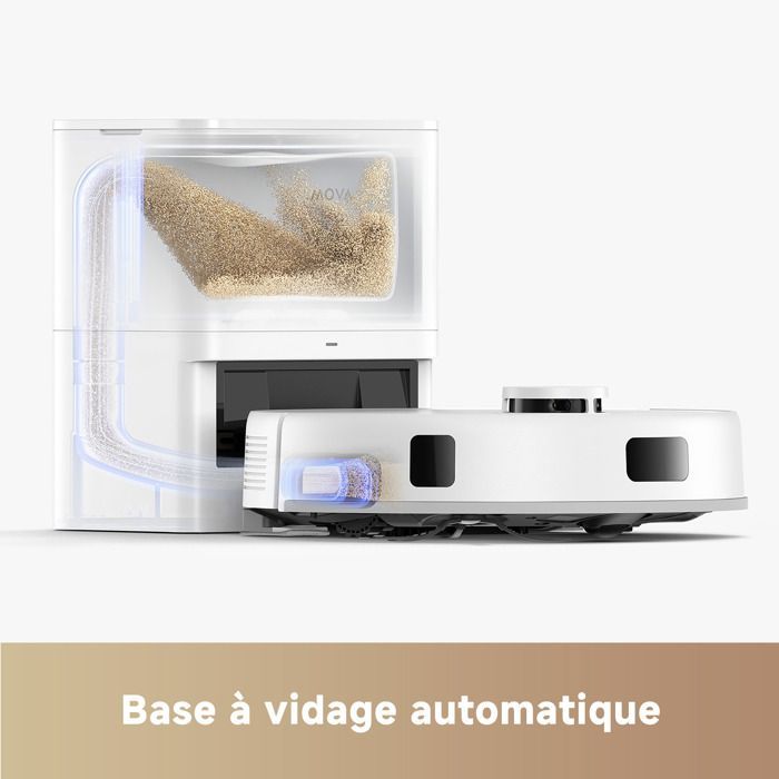 Aspirateur Robot - MOVA - E20 Plus - Aspiration 5000 Pa - Navigation LDS - Vidage Automatique