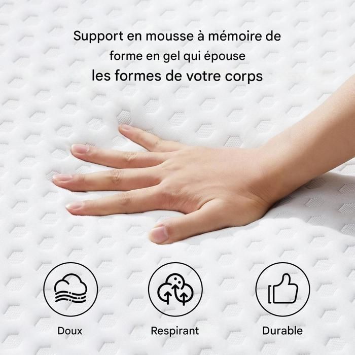 Surmatelas, CHITOOMA, 140 x 200 x 7.5 cm, Blanc, Housse Lavable, Confort antibactérien, Qualité Supérieure, Design Moderne