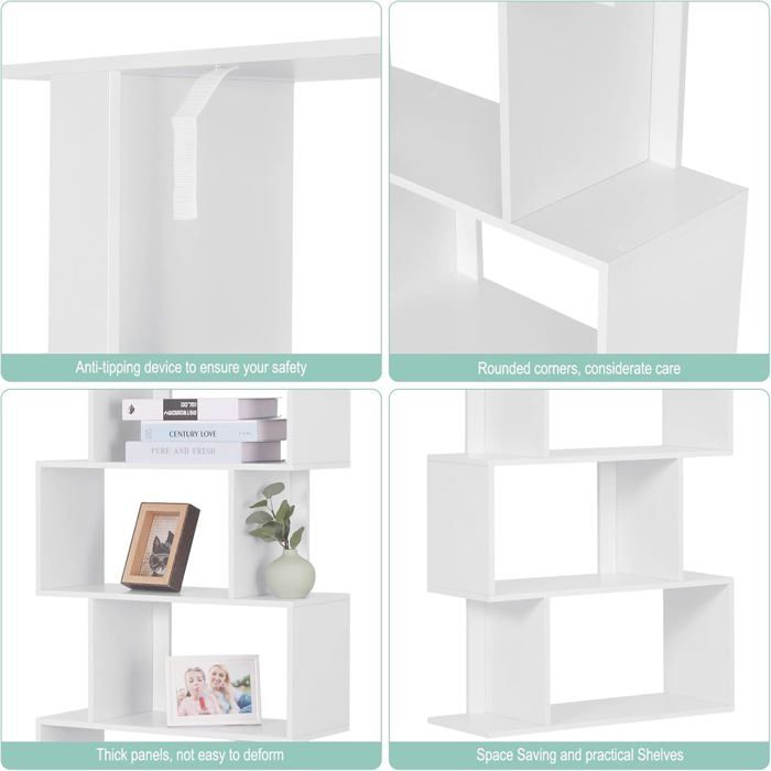 Estantería de almacenamiento WOLTU de MDF, 60 x 23,5 x 160 cm, blanca.