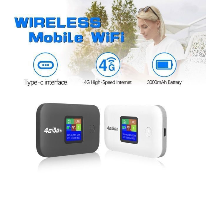 Roteador portátil, Wi-Fi, 4G/5G, transmissão de alta velocidade, sinal forte, conexão de múltiplos dispositivos, cinza
