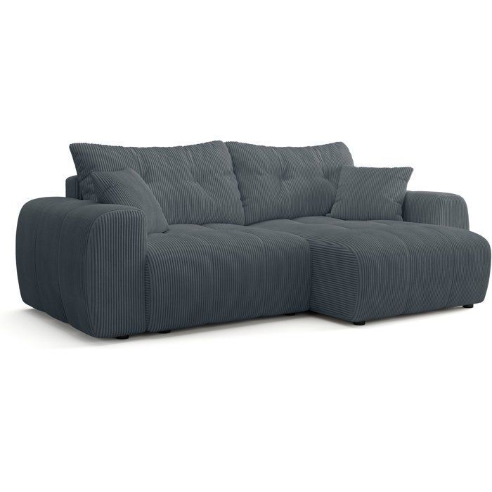 Convertible corner sofa - 4-seater - BRANDON - Anthracite Grey Fabric - 242 x 144 x 86 cm