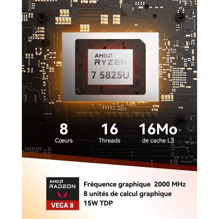 GEEKOM A5 Mini PC avec AMD Ryzen 5 7430U, 512Go SSD 16Go RAM Ordinateur de Bureau, 8K Display, Dual HDMI, Windows 11 Pro