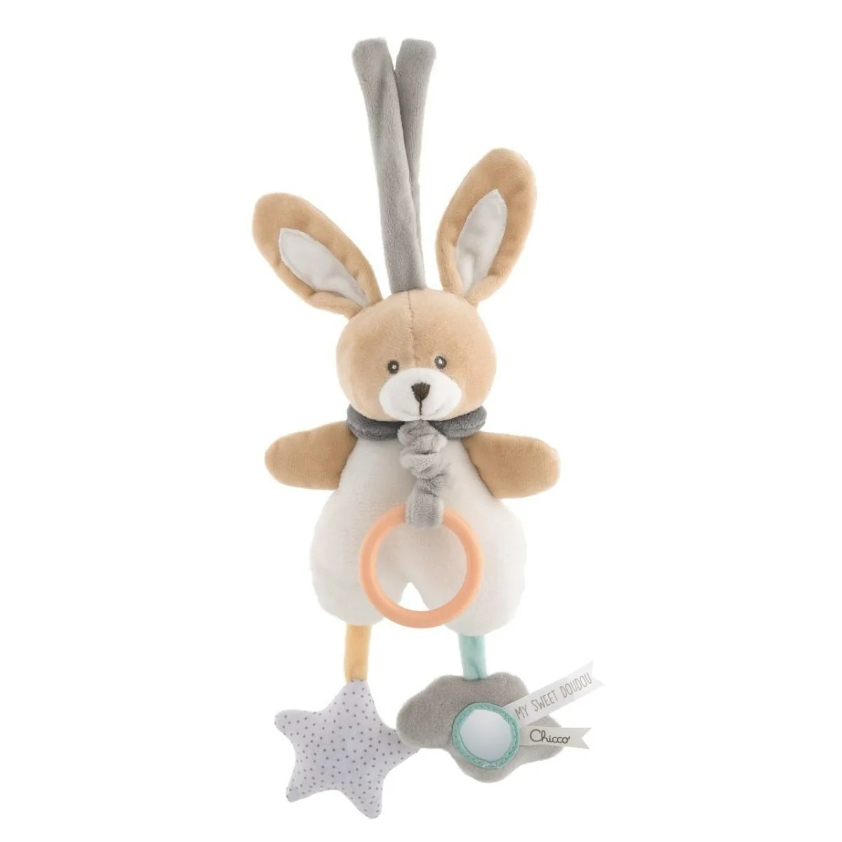 Het Chicco Mus Rabbit paneelspel helpt je kind ontspannen.