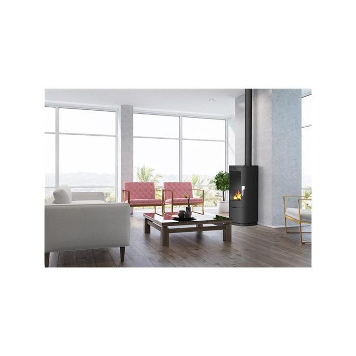 Estufa de leña de hierro fundido Supra de 11,5 kW, color negro Masonite - FR9016180B