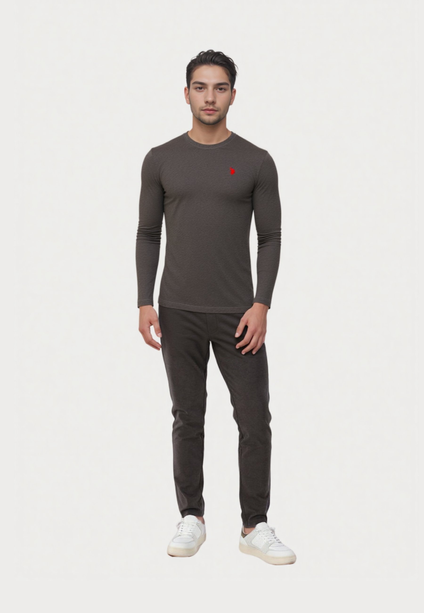 Amerikaanse Polo Assn. LONGSLEEVE MIT RUNDHALSAUSSCHNITT R-NECK - Top met lange mouwen - anthrazit