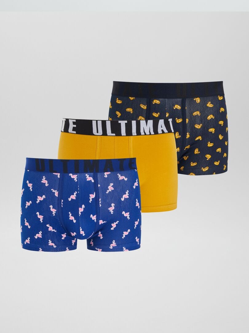 Conjunto de 3 cuecas boxer estampadas - AZUL