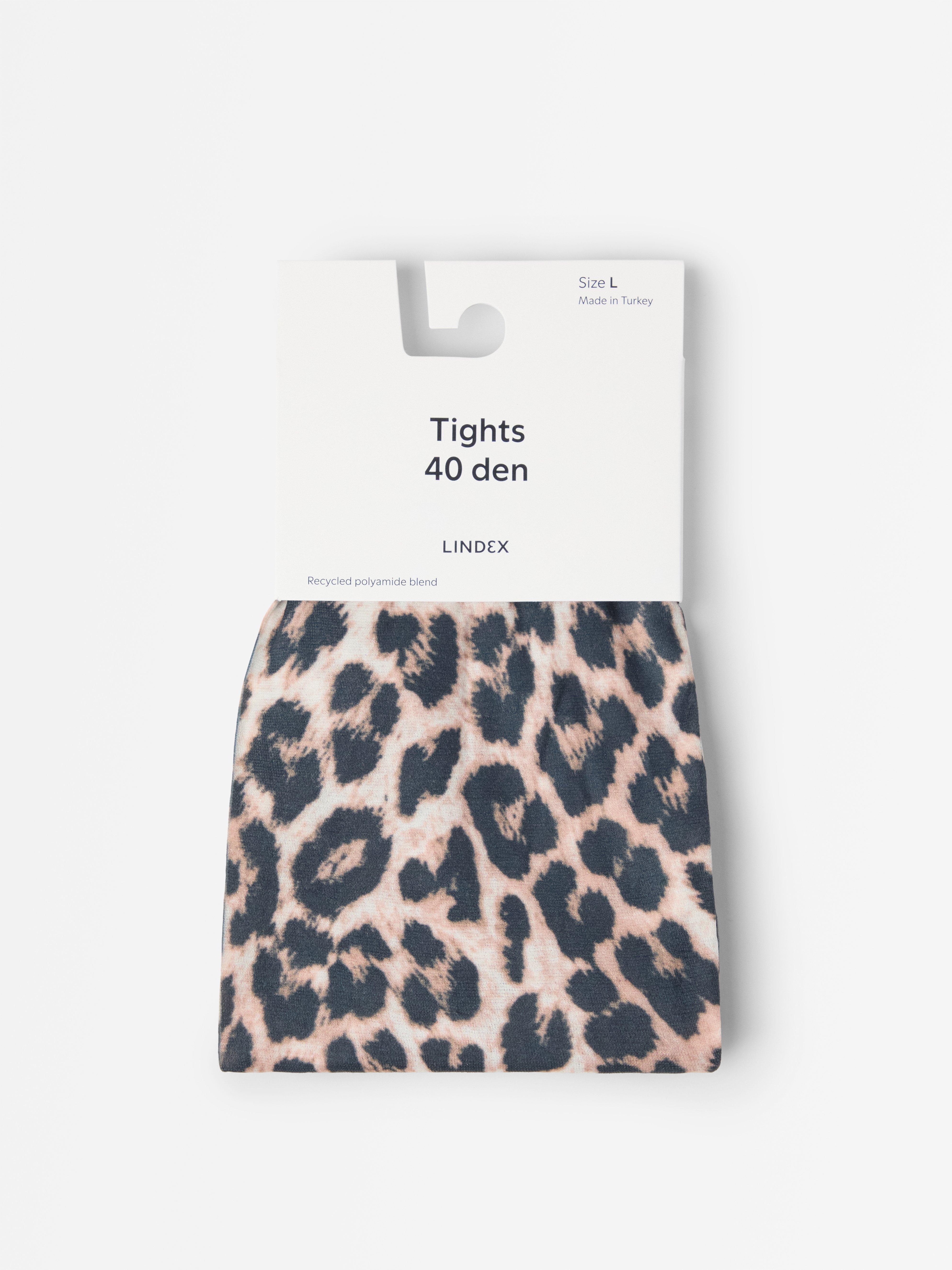Světle hnědé punčocháče s leopardím vzorem 40 denier