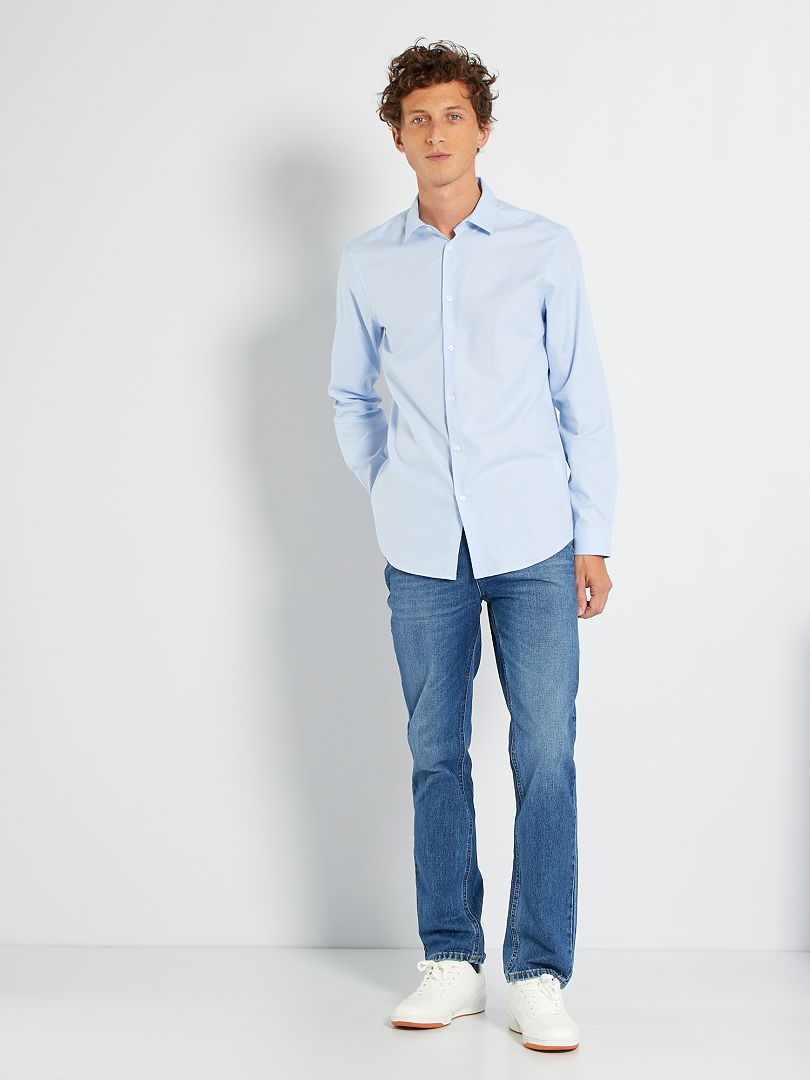Effen, recht model overhemd - BLAUW
