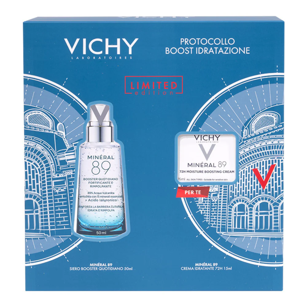 Mineral 89 Cofanetto Regalo Boost Idratazione con Minéral 89 Booster Siero + Minéral 89 Crema - Cofanetto Idratante, Siero viso idratante